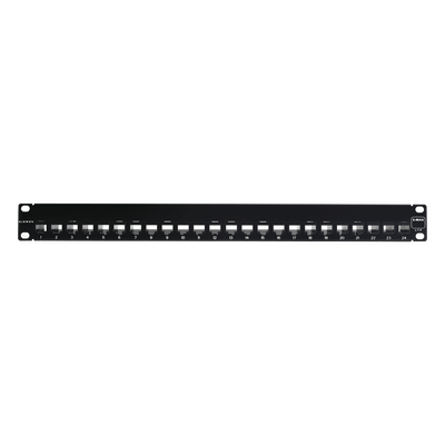 Patch Panel UTP de 24 Puertos / Categoría 6 / Plano / 1UR / Precargado con Jacks Z-MAX / Acero 18 Gauge