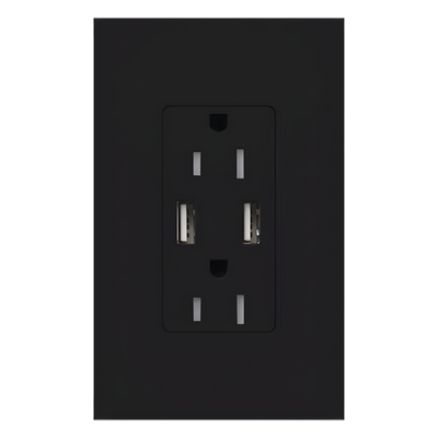 Tomacorriente de Pared / 15 A / 2 Puertos USB Tipo A / 3.8 A / Resistente a Manipulaciones / Color Midnight