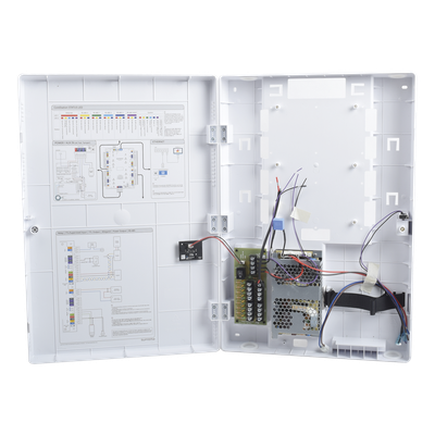 Gabinete de Protección para Controlador de Acceso / Fuente 110 VCA / 8 Canales Independientes / Protección Eléctrica Integrada / Batería de Respaldo