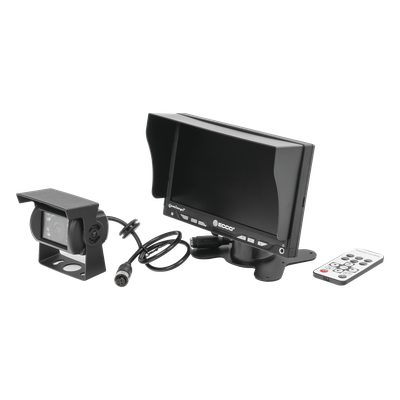 Sistema de Reversa Vehicular / Monitor LCD 7'' / Cámara CMOS IR 18 LEDs / Soporte Dual Cámara / Cable 20 m (65.6 ft)
