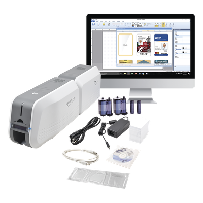 Impresora de Tarjetas PVC / Doble Cara Automática / 300 dpi / Laminador Integrado / USB / 100 Tarjetas Entrada