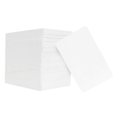 Tarjetas PVC CR80 / Paquete 100 Unidades / Doble Cara / 85.7 x 54 mm / 0.76 mm Espesor