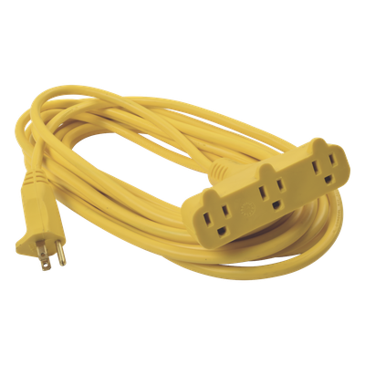 Extensión Eléctrica Tipo Abanico / Uso Rudo / 8 m (26.2 ft) / 127 V CA / 10 A Máximo / Calibre 16 AWG / Doble Aislamiento