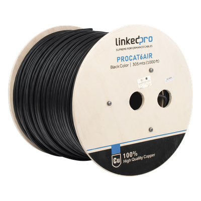 Cable FTP Cat6+ / 23 AWG / 305 m (1000 pies) / Con mensajero de acero / Exterior UV / PoE