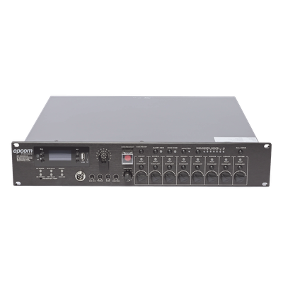 Controlador de Evacuación por Voz / Amplificador 500 W / 8 Zonas Independientes / Expansible a 128 Zonas / Salida 100 V / Reproductor MP3 / Radio FM