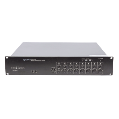 Controlador de Extensión de Evacuación por Voz / 8 Zonas / 500W / 19 Unidades en Cascada / 6 Entradas de Audio / Monitoreo Automático de Bocinas