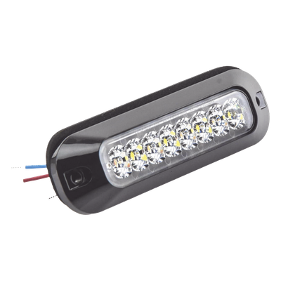 Luz Auxiliar LED / 4 LEDs Ultra Brillantes / 21 Patrones de Destello / 12-24 VCC / SAE J595 Clase I / Mica de Policarbonato Transparente