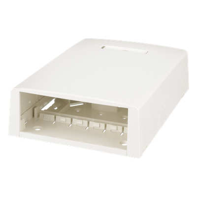 Caja de Montaje en Superficie / 12 Puertos Mini-Com / Almacenamiento 24 m (78.7 ft) de Fibra / ABS RoHS / 120 x 46.1 x 170.1 mm