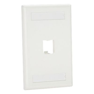 Placa de Pared Vertical / 1 Puerto Mini-Com / Etiquetas Personalizables / Blanco Mate / 2.75 x 4.5 pulgadas
