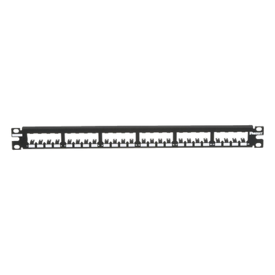 Panel de Parcheo Modular / 24 Puertos / 1UR / Plano / Totalmente Blindado / Acero Inoxidable / Rack 19"