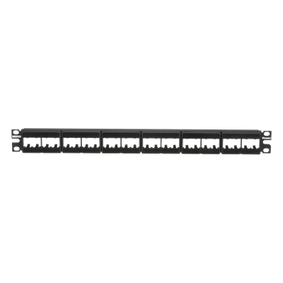 Panel de Parcheo Modular / 24 Puertos / 1UR / Plano / Sin Blindaje / Mini-Com / 19 Pulgadas