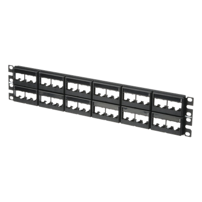 Panel de Parcheo Modular / 48 Puertos / 2 UR / Plano / Sin Blindaje / Mini-Com / Rack 19"