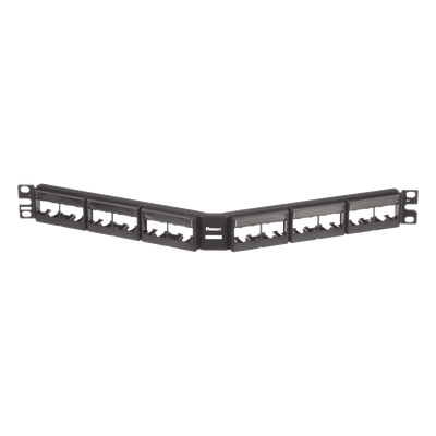 Panel de Parcheo Modular / Angulado / 24 Puertos / 1UR / Sin Blindaje / Con Etiqueta y Cubierta