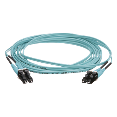 Jumper de Fibra Óptica / OM4 50/125 / LC-LC Duplex / OFNR Riser / Aqua / 13 m (42.65 ft)