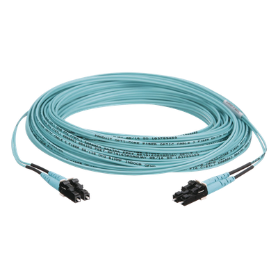 Jumper de Fibra Óptica / Multimodo OM3 50/125 / LC-LC Duplex / OFNR Riser / Aqua / 10 m (32.81 ft)