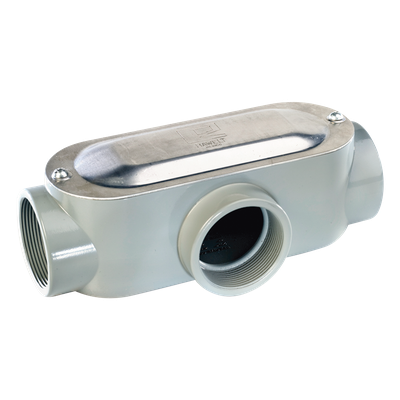 Caja de Registro Tipo T / 1/2" (12.7 mm) / Volumen 65.5 cm³ / 3 Conductores #8 AWG / Aluminio Inyectado / UL y CSA