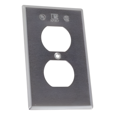 Tapa para Contacto Dúplex / Aluminio Inyectado a Presión / 1.02 mm Espesor / A Prueba de Intemperie / UL y CSA / Uso Comercial y Residencial