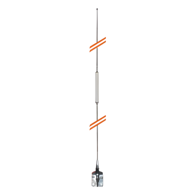 Antena Móvil CB / 27 MHz / Látigo Acero Inoxidable 17-7PH / 1/4 Onda / 139 cm / Cable RG-58 3.7 m (12.1 ft)
