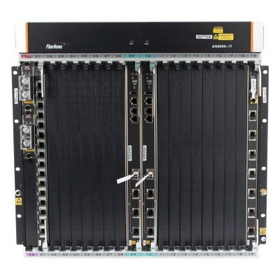OLT Carrier Class Modular / 16 Ranuras de Servicio / 240 Puertos GPON o 120 XGPON / 6.8T Switching / 200G Slot Bandwidth / 16,000 ONTs / Rack 21"