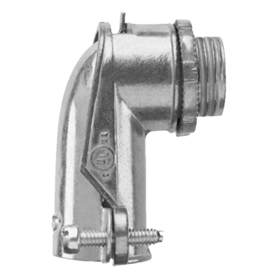 Conector Curvo para Tubo Flexible / 3/4" (19 mm) / Diámetro Exterior 41 mm / Longitud 60 mm / NEMA FB-1