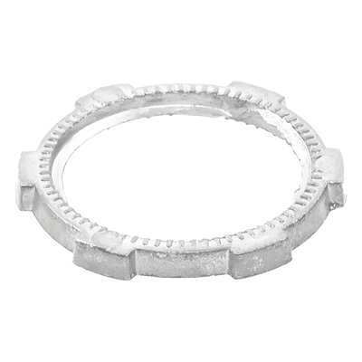 Contratuerca Metálica / Zamac 51 mm (2") / Diámetro 74 mm / Estrías para Continuidad de Tierra / Acabado Zinc Bruñido