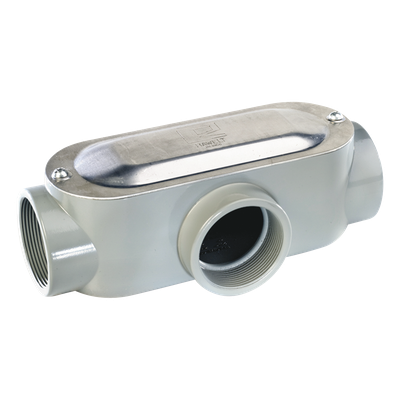 Caja de Registro Ovalada / Tipo T / 1 1/4" (31.8 mm) / Aluminio Die-Cast / NPT Conduit Rígido / Hermética 90°