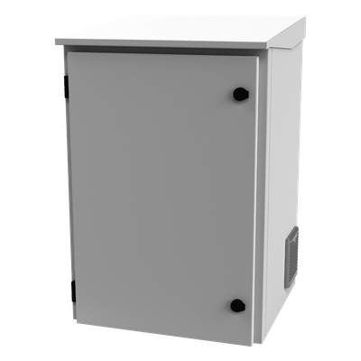 Gabinete Exterior IP / Rack 19" 16U / Acero Galvanizado / Ventilador con Termostato / Filtros Antipolvo / Aislante Térmico / Cerradura con Llave