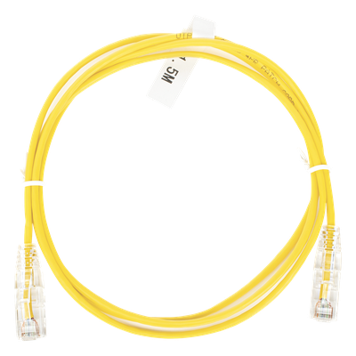 Cable de Parcheo Slim UTP Cat6 / 1.5 m (4.92 ft) / 28 AWG / Amarillo / 1 Gbps