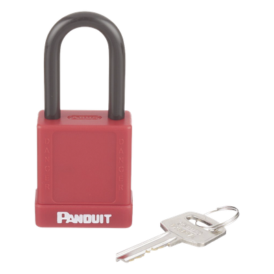 Candado de Bloqueo LOTO / Llave Única / Dieléctrico / Grillete Acero 38.1 mm / Cuerpo Aluminio 45x20x40 mm / Color Rojo