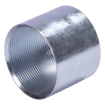 Cople de Pared Gruesa / 3" (76mm) / Rosca NPT / Galvanizado / Etiqueta Amarilla / Interior y Exterior Controlado