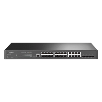 Switch Gigabit Administrable / 24 Puertos RJ45 / 4 Puertos SFP 1G / 56 Gbps / Sin Ventilador / Omada SDN