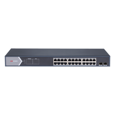 Switch PoE+ Administrable / 24 Puertos Gigabit / 2 Puertos SFP / PoE Extendido 250 m (820.2 ft) / 370 W / 56 Gbps