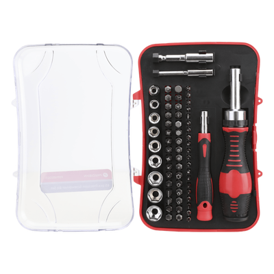 Juego de Herramientas / 65 Piezas / Acero CR-V / Estuche Plástico Compacto / 20 x 13 x 4.5 cm