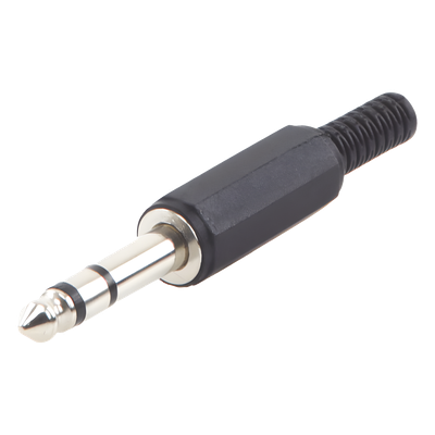Conector Macho Estéreo / 6.35 mm (1/4") / Cuerpo Plástico / Terminación Soldadura / 28-14 AWG