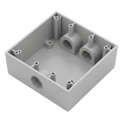 Caja Condulet Cuadrada / 3 Bocas 3/4" (19.05 mm) / Aluminio Diecast / Intemperie / Volumen 483.8 cm³