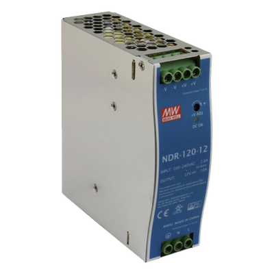 Fuente de poder industrial / 120 W / 12 Vcc / 10 A / Entrada 90~264 VCA / Riel DIN / 1.57 x 4.93 x 4.47 in