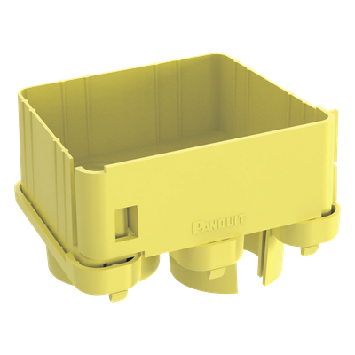 Tapa de Salida / 2 Puertos / Tubería Corrugada 1.5 in (38 mm) / Radio de Curvatura 2 in (50.8 mm) / Canaleta 4x4 / Color Amarillo