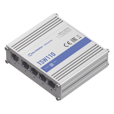 Switch Industrial No-Administrable / 5 Puertos Gigabit / Aluminio DIN / -40 a 75 °C / 9-30 VDC / 1.8 W / 10 Gbps Full Duplex