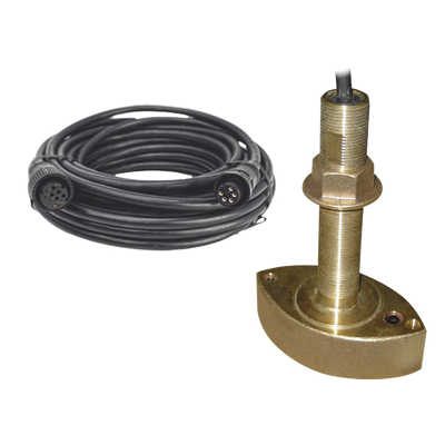 Kit Transductor Thru-Hull / Dual 50/200 kHz / 600 W / Temperatura / Bronce / Cable 8 m (26.2 ft) / Conector 10 Pin