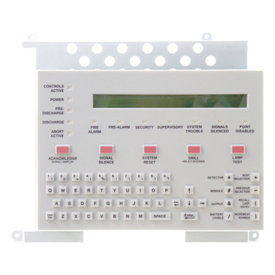 Teclado con Pantalla LCD / 80 Caracteres Retroiluminada / Teclado QWERTY Completo / 24 VCD / para Paneles de Detección de Incendio Serie ONYX