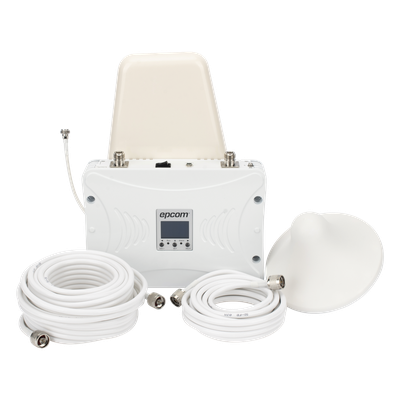 Amplificador de Señal Celular / Tribanda 2G/3G/4G LTE / Ganancia 70 dB / Cobertura hasta 900 m² (9,687.5 ft²) con 3 Antenas / Display LCD / Multioperador