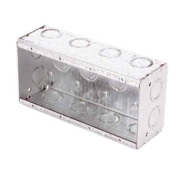 Caja Multigang de Acero Galvanizado / 4 Gangs / Profundidad 2.5 in / 20 Entradas TKO 1/2"-3/4" / Capacidad 63.5 in³ / UL Listed