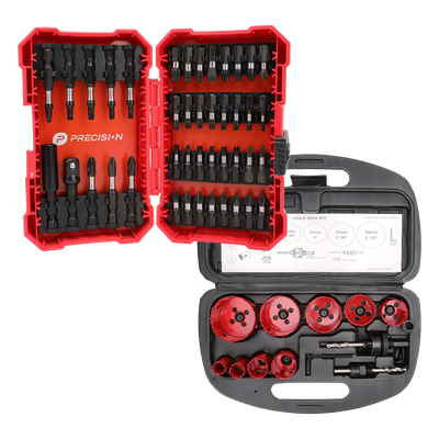 Kit de Herramientas / 13 Brocas Sierra Bimetálicas / 42 Puntas Intercambiables / Entrada Hexagonal 1/4' / Estuche Portátil