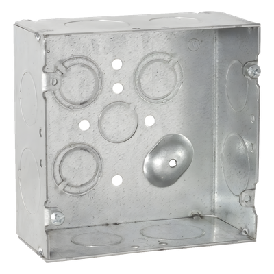 Caja Cuadrada Eléctrica / Acero Galvanizado / 42 in³ / 4.688 x 4.688 in / 9 Entradas Conduit / 2-1/8 in Profundidad