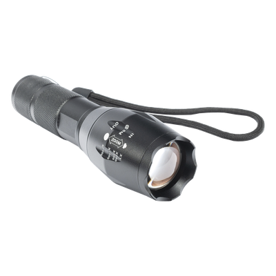 Linterna LED Táctica / 800 Lúmenes / IPX4 / Zoom Ajustable / Doble Alimentación / Aluminio