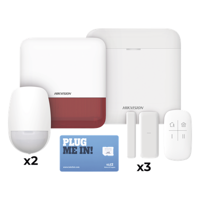Kit de Alarma Inalámbrico / 48 Zonas / Triple Conexión GSM/Wi-Fi/Ethernet / 433 MHz Bidireccional / Sirena Exterior Incluida