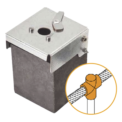 Molde de Grafito Vertical / Unión en T / Cable 2/0 AWG a Pica 5/8 in (16 mm) / 70 Soldaduras / Acero Electrogalvanizado / IEC 62305