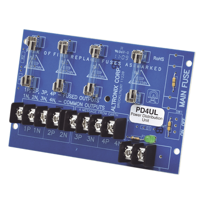 Módulo de Distribución de Energía / 4 Salidas Protegidas / 12-24 Vcc 10 A / 24-28 Vca 12 A / Fusibles 3.5 A