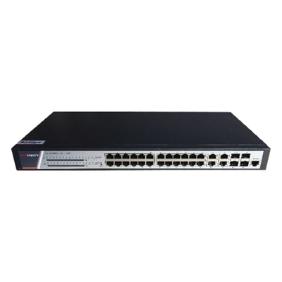 Switch Administrable PoE+ / 24 Puertos Gigabit PoE+ / 4 Puertos Gigabit / 4 Puertos SFP Uplink / 370W / 22.8 Gbps / PoE Extendido 200 m (656 ft)