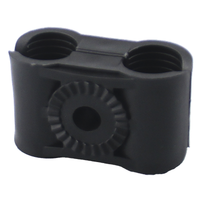 Sujetador Plástico para Cable Coaxial / 1/2 in / Doble Canal / Varilla 3/8' o M10 / Paquete 10 Piezas